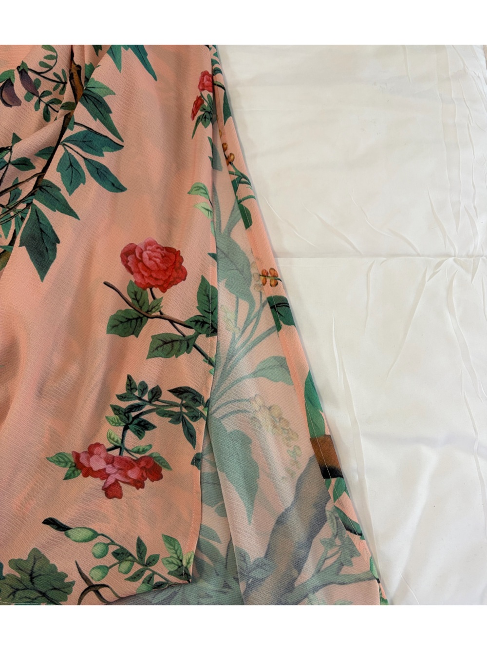 NWOT ArattaSilent Journey- Peach Botanical & Bird Print Maxi Skirt - Picture 9 of 16